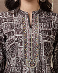 Ethnic Motif Printed Flowy A-Line Modal Chanderi Kurti