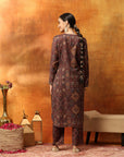 Wool Blend Floral Kurta Set with Zari Embroidery & Printed Elasticated Palazzo
