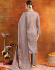 Floral Pashmina Wool Kurta Set with Zari Neckline & Printed Wool Dupatta