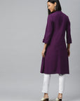 Solid A-Line Calf Length Cotton Kurta