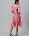 Floral Printed Fit & Flare Chiffon Knee-Length Dress