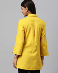 Solid Straight Cotton Button-Down Shirt