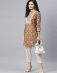 Ethnic Motif Printed Straight Modal Chanderi Kurti