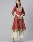 Floral Printed Flowy A-Line Cotton Cambric Kurta