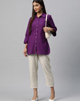 Solid Straight Cotton Button-Down Shirt