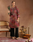 Floral Printed A-Line Modal Chanderi Kurta