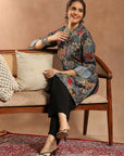 Floral Printed A-Line Modal Chanderi Kurta
