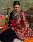 Velvet Kurta Set with Zari Embroidery & Banarasi Art Silk Dupatta