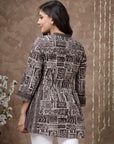 Ethnic Motif Printed Flowy A-Line Modal Chanderi Kurti