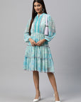 Floral Printed Chiffon Fit & Flare Midi Dress