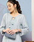 Spa Cotton Co-ord Set with Tonal Embroidery & Laced Sleeve