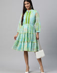 Floral Printed Chiffon Fit & Flare Midi Dress
