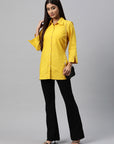 Solid Straight Cotton Button-Down Shirt