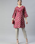 Striped Straight Above Knee Modal Chanderi Kurti