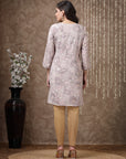 Floral Printed Poly Viscose Kurti with Embroidered Yoke