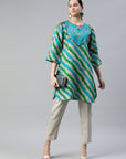 Striped Straight Above Knee Modal Chanderi Kurti