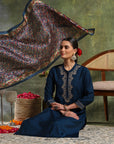 Zari-Embroidered Viscose Blend Kurta Set with Art Silk Dupatta