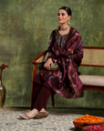 Wool Blend Embroidered Kurta Set with Silk Dupatta