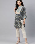 Ethnic Motif Printed Straight Modal Chanderi Kurti