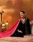 Regal Velvet Kurta Set with Zari & Patch Embroidery