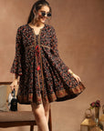 Floral Printed A-Line Poly Georgette Dress