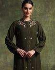 Ari Embroidered Straight Kurta Set with Bishop Sleeves & Palazzo