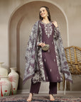 Floral Pashmina Wool Kurta Set with Kotta Dupatta