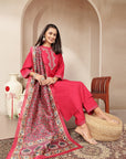 Zari-Embroidered Viscose Blend Kurta Set with Art Silk Dupatta