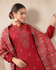 Woolen Jacquard Embroidered Kurta Set with Wool Dupatta