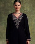 Velvet Kurta Set with Zari Embroidery & Banarasi Art Silk Dupatta