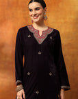 Regal Velvet Kurta Set with Zari & Patch Embroidery
