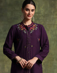 Ari Embroidered Straight Kurta Set with Bishop Sleeves & Palazzo