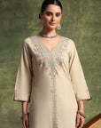 Cotton Linen Kurta Set with Ari Embroidery, Palazzo & Assam Silk Dupatta