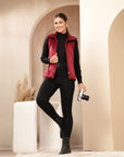 Velour Fur Sleeveless Jacket with Structured Collar & Zipper Closure
