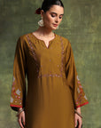 Vetican Embroidered Kurta Set with Bell Sleeves & Khadi Silk Dupatta