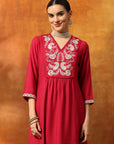 A-Line Kurta Set with Lucknavi Embroidery, Palazzo & Embroidered Supernet Dupatta