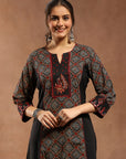 Pure Cotton Floral Kurta Set with Ari Embroidery