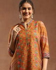 Floral Printed Silk Kurta Set with Sewroskie Work & Printed Dupatta