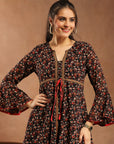 Floral Printed A-Line Poly Georgette Dress