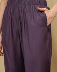 Zari Embroidered Blended Kurta Set with Full Sleeves & Palazzo