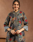 Floral Printed A-Line Modal Chanderi Kurta