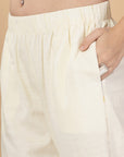 Yellow Abstract Print Rayon Slub Co-ord with Solid Palazzo