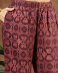 Burgundy Indo-Western Co-ord with Embroidered Shirt Collar Tunic & Printed Palazzo