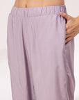 Lavender Co-ord Set with Floral Embroidered Tunic & Pocketed Palazzo