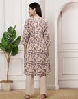 Floral Printed Cotton Kurta Set with Mirror Embroidery & Solid Palazzo