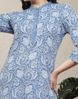 Floral Printed Straight Cotton Blend Kurta Set