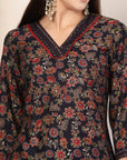 Sequin Embroidered Modal Chanderi Kurta Set with Printed Salwar & Lace Dupatta