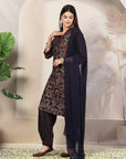 Sequin Embroidered Modal Chanderi Kurta Set with Printed Salwar & Lace Dupatta