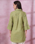 Solid Straight Flex Buttondown Shirt with Embroidery