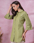 Solid Straight Flex Buttondown Shirt with Embroidery